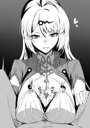 between_breasts monochrome paizuri tagme_(artist) titjob yixuan_(zenless_zone_zero) zenless_zone_zero