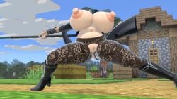 3d adapted_costume alternate_body_type alternate_breast_size big_breasts big_nipples blue_eyes braless breasts byleth_(fire_emblem) byleth_(fire_emblem)_(female) casual casual_nudity crotch crotchless exposed exposed_breasts exposed_nipples exposed_pussy fire_emblem fire_emblem:_three_houses game_mod huge_breasts huge_nipples kunaboto kunaboto_(style) leggings mod nipples pussy ripped_clothing ripped_leggings ripped_tights sfyri smash_bros smash_bros_ultimate tight_clothing tights tribute