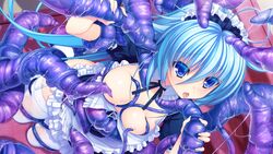 16:9 applique_(company) asami_asami azurite blue_eyes blue_hair blush breasts female game_cg long_hair maid pussy re:birth_colony tentacle