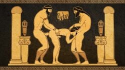 3boys anal_sex ancient_greece ancient_greek_painting animated armbands balls blowjob bobocomics bouncing_penis cock_gobble cock_hungry erection facial_hair gay gay_blowjob gay_sex giving_head greek greek_mythology greek_pottery hand_on_head headband human human_only light-skinned_male light_skin male male_only mp4 mythology no_sound nude nude_male oral oral_penetration oral_sex orgy red-figure_pottery tagme threesome video yaoi
