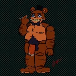 animatronic animatronic_male big_penis cum_drip fat_belly fat_cock fat_male fat_man five_nights_at_freddy's fnaf freddy_(fnaf) freddy_fazbear full_body furry hairy hairy_balls hairy_male happy_trail robot semen sole_male steamy_breath steamy_penis zoned_(artist)
