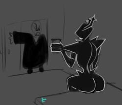 ashclone big_ass big_butt caught_off_guard deltarune deltarune_chapter_4 dess_holiday gaster joke_art meme_reference the_knight_(deltarune) the_roaring_knight