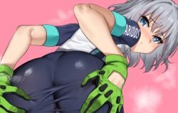 abydos_high_school_student ass ass_focus ass_grab big_ass highres presenting presenting_ass ramanda shiroko_(cycling)_(blue_archive) video_game_character wolf_ears wolf_girl