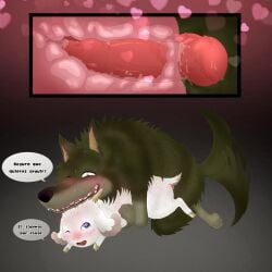 absurd_res anal anal_sex blush bovid canid canine canis caprine digital_drawing_(artwork) digital_media_(artwork) duo feral gabu goat hi_res knot male male/male mammal mei_(one_stormy_night) one_stormy_night penetration penis tailwag uivonocturno veiny_penis wolf