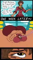 1girls animated ass belly breasts brown_eyes brown_hair english_text factory fat feeding feeding_hose feeding_tube female female_focus female_only force_feeding forced_feeding hedonism hips hose hyper hyper_belly hyper_breasts immobile immobilization large_ass large_breasts laying_on_belly morbidly_obese morbidly_obese_female obese obese_female overweight overweight_female saxxon skirt stomach text thick_thighs thighs tie weight_gain wide_hips
