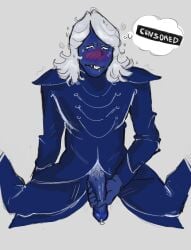 1boy cock_out daydreaming deltarune jerking_off looking_pleasured male male_only masturbating on_floor rouxls_kaard solo