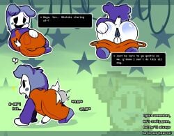 anonymous_male anus ass ass_spread blushing collage cumming_while_penetrated deltarune deltarune_chapter_3 gay moaning ramb_(deltarune) ripped_clothing scytheroam self_upload