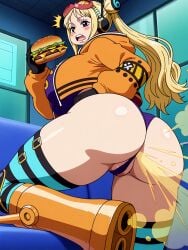 ai_generated ass_focus blonde_hair eating fart farting female female_focus long_hair one_piece solo tagme vegapunk_york
