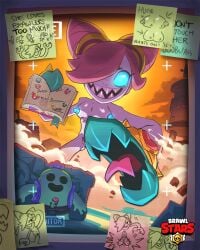 brawl_stars colette_(brawl_stars) cyan_nipples edit edited_art edited_official_artwork glowing_nipples kaiju pink_body supercell tokusatsu_colette