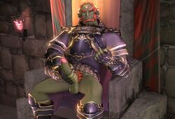 1boy 3d animated armor balls bara beard beckon beckoning boner boots bottomless bottomless_male color come_hither erection facial_hair fingerless_gloves footwear front_view ganondorf ganondorf_(twilight_princess) gerudo hair handjob indoors inviting_to_sex male male_masturbation male_only male_pubic_hair masturbation muscles notyouregularidiot orange_hair penis sitting solo solo_male source_filmmaker stroking_cock the_legend_of_zelda throne tusks twilight_princess