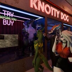 1:1 3d_(artwork) anthro being_watched belly big_belly big_breasts black_body blender_(artwork) blue_body blue_fur bodily_fluids breast_squish breasts canid canid_demon canine choker clothed clothing cum cum_drip cum_in_vagina cum_inside demon digital_media_(artwork) dragon dripping duo electronics english_text female female_penetrated fur furred_dragon furred_scalie furry genital_fluids genitals green_body group hair hellhound helluva_boss hi_res horn hyena jewelry legwear looking_at_another loona_(helluva_boss) male male/female male_penetrating mammal mythological_canine mythological_creature mythological_scalie mythology nardoragon necklace neon_sign nipples nude open_mouth pawpads penetration penile phone piercing public public_sex purple_body red_sclera scalie sex sex_toy sign smile squish store_window suit synth_(vader-san) tail teeth teeth_showing text thick_thighs topwear vaginal_penetration volgon_(artist) volgon_(volgon) vulva white_body white_fur wide_hips window wolf wolf_girl