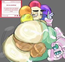 1boy 1femboy armwarmers bedroom_eyes black_eyebrows black_eyes chalkpaste covered_in_sweat dandy's_world dandy_(dandy's_world) dandys_world dark_anus fat_ass femboy flower_petals green_body green_clothing half-closed_eyes hyper hyper_anus large_ass large_balls movement_lines musk musk_clouds paw_beans pawpads pink_arm_warmers pink_thighhighs presenting presenting_anus presenting_hindquarters rainbow rainbow_hair request roblox roblox_game sweat sweaty_balls sweaty_body sweaty_feet tagme thick_thighs unimpressed white_body wobble wobbling_ass