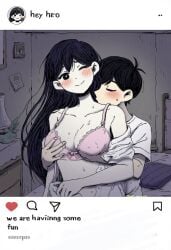 ai_upscaled big_breasts imminent_incest imminent_sex incest mari_(omori) omori pink_bra ssrsepsis sunny_(omori) undressing