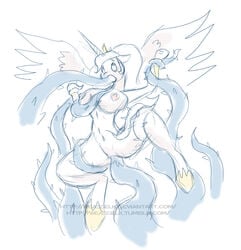 alicorn anthro big_breasts breasts equine female friendship_is_magic hasbro horn my_little_pony nipples nude plant princess_celestia_(mlp) tentacle weasselk wings