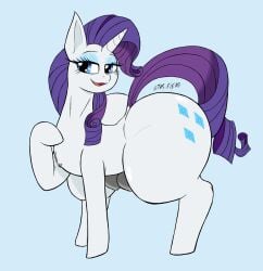 blue_eyes crotchboobs cutie_mark huge_ass my_little_pony purple_hair rarity_(mlp) seductive_eyes star-fiend white_fur wide_hips