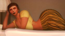 3d 3d_(artwork) ass_bigger_than_head babayka_(mashekashe) big_ass big_butt breasts busty dumptruck_ass fat_ass female female_only flare_pants forbidden_pants goth goth_girl huge_ass huge_butt lying_on_side mashekashe massive_ass massive_butt meme meme_clothing plump self_upload solo solo_female voluptuous