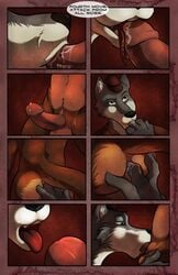 anthro ass canine comic donryu fur furry furry_only gay humanoid_penis male muscles no_humans open_mouth oral oral_sex paws penis sex standing