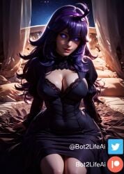 ai_generated black_dress bot2lifeai gothic hex_maniac purple_eyes purple_hair