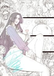 2023 6+girls absurdres aphelandra black_hair blue_eyes boa_hancock boa_marigold boa_sandersonia breasts dated earrings gloves going_merry heart highres jewelry jun_wu_mo large_breasts marguerite_(one_piece) monkey_d_luffy multiple_girls one_piece red_lips salome_(one_piece) signature smile snake snake_earrings solo_focus spoken_heart sweet_pea_(one_piece) thick_thighs thighs thousand_sunny tony_tony_chopper