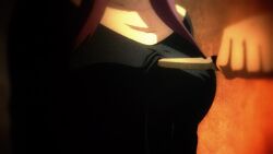 1girls areolae asagami_fujino bra breasts breasts cap chest cut_clothes female kara_no_kyoukai knife long_hair medium_breasts nipples open_clothes open_shirt purple_hair rape red_eyes school_uniform screencap shirt tagme video white_bra
