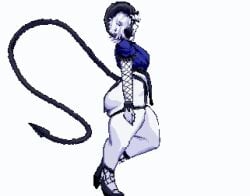 2025 ambiguous_gender animated animated bottom_heavy clenched_hands creomalum demon demon_tail fishnet_sleeves full_body goat_horns huge_ass ineffective_clothing leg_bracelet long_tail loop original original_character pixel_animation pixel_art short_hair smear_frame solo thick_thighs turning_around walk_cycle walking white_eyes white_hair white_skin