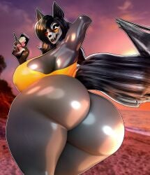 1girls 3d anthro big_ass big_breasts dat_ass glasses huge_ass huge_breasts looking_at_viewer looking_back mal0 malo mechanicalstage scp-1471 scp-1471-a scp_foundation skull_head sunglasses tail