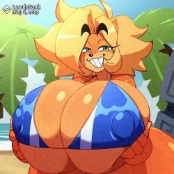 1boy 1girls 2020s 2025 anthro anthro_female big_boobs big_breasts bikini boobs breast_squish breasts cola_bandicoot crash_(series) extreme_size_difference female furry furry_female giant_breasts giantess gigantic_breasts height_difference huge_boobs huge_breasts large_boobs large_breasts lewdssonk looking_at_viewer macro micro micro_male micro_on_macro microscopic minigirl playing_with_breasts shrunken_male size_difference stuck stuck_between_breasts swimsuit trapped trapped_between_breasts