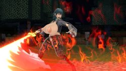 3d adapted_costume alternate_body_type alternate_breast_size big_breasts big_nipples blue_eyes braless breasts byleth_(fire_emblem) byleth_(fire_emblem)_(female) casual casual_nudity crotch crotchless exposed exposed_breasts exposed_nipples exposed_pussy fire_emblem fire_emblem:_three_houses game_mod huge_breasts huge_nipples kunaboto kunaboto_(style) leggings mod nipples pussy ripped_clothing ripped_leggings ripped_tights sfyri smash_bros smash_bros_ultimate tight_clothing tights tribute