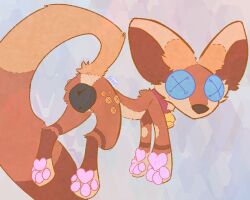 absurd_res animal_genitalia animal_vulva anus button_(fastener) button_eyes canid canine canine_genitalia canine_vulva collar female feral floating genitals hi_res looking_at_viewer mallow mammal pawpads paws plushie plushie_tag raised_tail sex sketch soft_bugg tail tail_anus x_anus