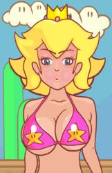 1girls animated bouncing_breasts breasts catoblepas cleavage curvy female female_only jogging large_breasts mario_(series) nintendo princess_peach solo super_mario_bros.