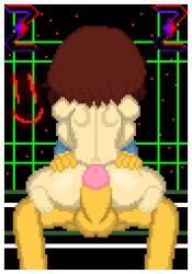 1boy 1girls =) ass ass back_view balls big_ass big_breasts big_penis brown_hair chara chara_(undertale) cock cowgirl_position erect_penis erection feet frisk frisk_(undertale) holding_hips holding_legs legs penis pixel_art self_upload sitting sitting_on_lap undertale undertale_(series) zixy