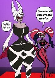 ass_bigger_than_head ass_on_ass big_ass big_breasts bitch brat carmilla_carmine dirty_talk futa_on_female futanari hazbin_hotel imminent_sex inviting inviting_to_sex larger_futa looking_at_another looking_at_partner looking_down looking_up posing shaking_ass shaking_butt smaller_female smile talking talking_to_another twintails velvette velvette_(hazbin_hotel)