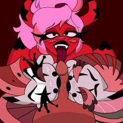 1boy 3demons 3girls ahe_gao ahegao_face anonymous_male cock demon demon_girl demon_girls demon_horns demoness demons edited edited_art female glam_(helluva_boss) glam_sisters_(helluva_boss) glitz_(helluva_boss) helluva_boss licking_penis male male_pov penis sibling sibling_incest siblings sister sister_(lore) sisters sisters_(lore) succubus sucking_penis tagme tagme_(artist) tagme_(character) twin_sisters twincest twins twins_(lore) valentine's_day verosika_mayday_(helluva_boss)