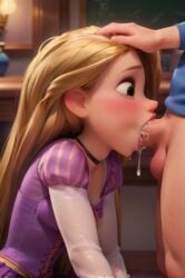 ai_generated blonde_hair cum cum_in_mouth deepthroat disney fellatio female hand_on_another's_head long_hair oral penis rapunzel straight