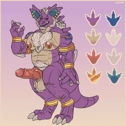 afoxywitch anthro body_hair chest_hair coppertd ear_piercing ear_ring generation_1_pokemon genitals hi_res humanoid_genitalia humanoid_penis hybrid_genitalia hybrid_penis knot knotted_humanoid_penis knotted_penis model_sheet musclegut muscular nidoking nintendo nipple_piercing nipples penis piercing pokemon pokemon_(species) pubes ring_piercing solo tusks