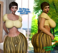 3d 3d_(artwork) ass_bigger_than_head babayka_(mashekashe) big_ass big_butt breasts busty dumptruck_ass fat_ass female female_only flare_pants forbidden_pants goth goth_girl huge_ass huge_butt mashekashe massive_ass massive_butt meme meme_clothing plump self_upload solo solo_female talking_to_viewer text voluptuous