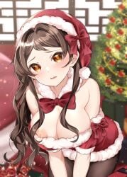 1girls absurd_res absurdres accidental_exposure areola_slip areolae areolae_slip barrassed big_breasts blurred_background blurry_background blush blush_face blushing_at_viewer blushing_female blushing_lines breasts brown_eyebrows brown_eyes brown_eyes_female brown_hair brown_hair_female busty busty_female busty_girl busty_teen christmas christmas_clothing christmas_hat christmas_headwear christmas_outfit cleavage collarbone embarrassed embarrassed_exposed_female embarrassed_expression embarrassed_female female female_focus female_only head_tilt high_resolution highres idolmaster idolmaster_million_live! kitazawa_shiho large_breasts leaning_forward long_hair mou_niu nipples open_mouth parted_lips plump_breasts shame shoulders solo teenage_tits the_idolm@ster the_idolm@ster_million_live! thighs tilted_head uncensored uncensored_breasts uncensored_nipples upper_body wavy_hair