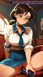 1girls 2025 ai_generated artist_name bioshock bioshock_infinite blue_choker blue_eyes blue_skirt blush breasts breasts breasts brown_hair bust chest choker clitoral_hood couch electroworld elizabeth_comstock exposed_pussy female hi_res high_quality high_resolution highres indoors juicy_pussy legs_apart legs_spread low_ponytail masturbation no_panties object_insertion open_legs patreon patreon_username plant potted_plant pussy shirt short_sleeves skirt smile solo splayed_legs spread_legs stable_diffusion tight_pussy vagina watermark white_shirt window