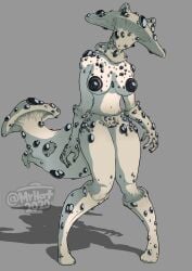 after_transformation big_breasts breast breast_expansion covered_mouth fox_ears fox_girl fox_tail fungi_transformation mrhat2020 thick_thighs transformation