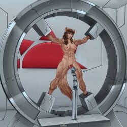 abs agents_of_dawn animal_ears bondage clitoris experiment female furry heidi_grimm hyena_girl lab lactation muscular nude orgasm spread_legs tail tatatsumak vibrator