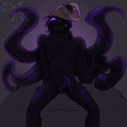 1boy azure_(forsaken) black_hair black_skin clawed_fingers claws colored forsaken_(roblox) grey_background hat moist nude purple purple_eyes roblox roblox_game robloxian sakuraroses4 self_upload shaded solo sweat tagme tentacle tentacle_dick wet wet_tentacles zipper_mouth