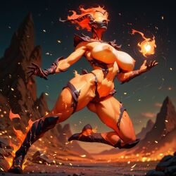 ai_generated bethesda breasts c.c.leah female fire_elemental fire_hair fireball flame_atronach huge_breasts monster monster_girl oblivion orange_skin outdoors solo the_elder_scrolls the_elder_scrolls_iv:_oblivion