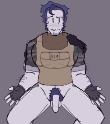 1boy arm_hair army_vest blue_body_hair blue_hair forsaken_(roblox) full_body gay grey_body guest_(roblox) guest_1337 guest_1337_(forsaken) guest_1337_(the_last_guest) male men musky naked penis pubic_hair roblox roblox_game robloxian self_upload shirt_only sitting solo_male swirlfish swirlytundra tagme the_last_guest thick_penis uniform uniform_top visible_penis