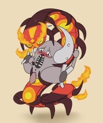aaron_amethyst absurd_res anal blush bodily_fluids centiskorch dripping duo feral fire flaming_tail generation_1_pokemon generation_8_pokemon genital_fluids hi_res male male/male nintendo pinsir pokemon pokemon_(species) precum precum_drip sex sweat tail