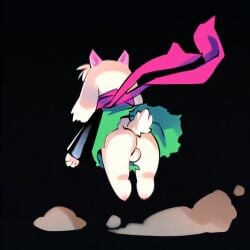2025 4chan_anon anthro ass balls black_background deltarune flying fur genitals horn male pink_horn ralsei rear_view scarf simple_background solo undertale_(series) unknown_artist white_body white_fur