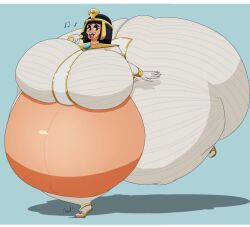 anus ass ass_focus bent_over black_hair breasts brown_eyes curvy fat fatal_fury female gigantic_breasts gloves huge_ass huge_belly huge_breasts inflation legs_up lips looking_at_viewer obese short_hair smile solo solo_focus thick_thighs thighhighs thighs vore white_gloves white_legwear wide_hips