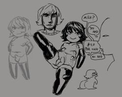 black_hair breasts chubby femboy gay latex latex_gloves latex_thighhighs milk redgossip shitpost sketch sketch_page spread_legs taunting