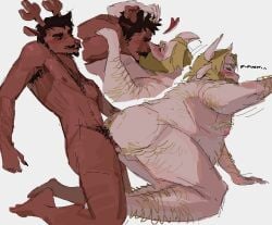 anal anal_sex anthro asgore_dreemurr beard belly deer deltarune furry gay hairy_arms hairy_ass hairy_legs ilygoldenblue kissing male male_only male_penetrating nude penis reindeer reindeer_antlers rudolph_holiday undertale
