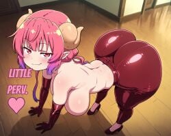 ai ai_generated arched_back ass astrawaifu bent_over big_ass big_butt curvy curvy_ass curvy_body curvy_female curvy_hips dat_ass female huge_ass huge_breasts ilulu_(dragon_maid) ilulu_(maidragon) large_ass latex latex_gloves latex_legwear looking_at_viewer mature_female miss_kobayashi's_dragon_maid pink_eyes pink_hair short_stack shortstack smirk smirking_at_viewer smug smug_grin solo_female thick_ass thick_hips thick_thighs topless_female