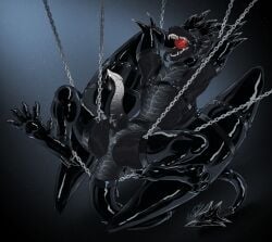 4_toes animal_genitalia anthro anus ball_gag black_body black_horn black_penis black_scales blindfold bodily_fluids bondage bondage bound chains claws dragon drooling erection feet gag genital_fluids genital_slit genitals glowing glowing_genitalia glowing_penis horn knot latex male male_anthro muscular mythological_creature mythological_scalie mythology nitrods penis precum saliva scales scalie solo splayed_legs spread_legs spread_toes spreading tapering_penis toes ventral_scales white_penis wings zathir